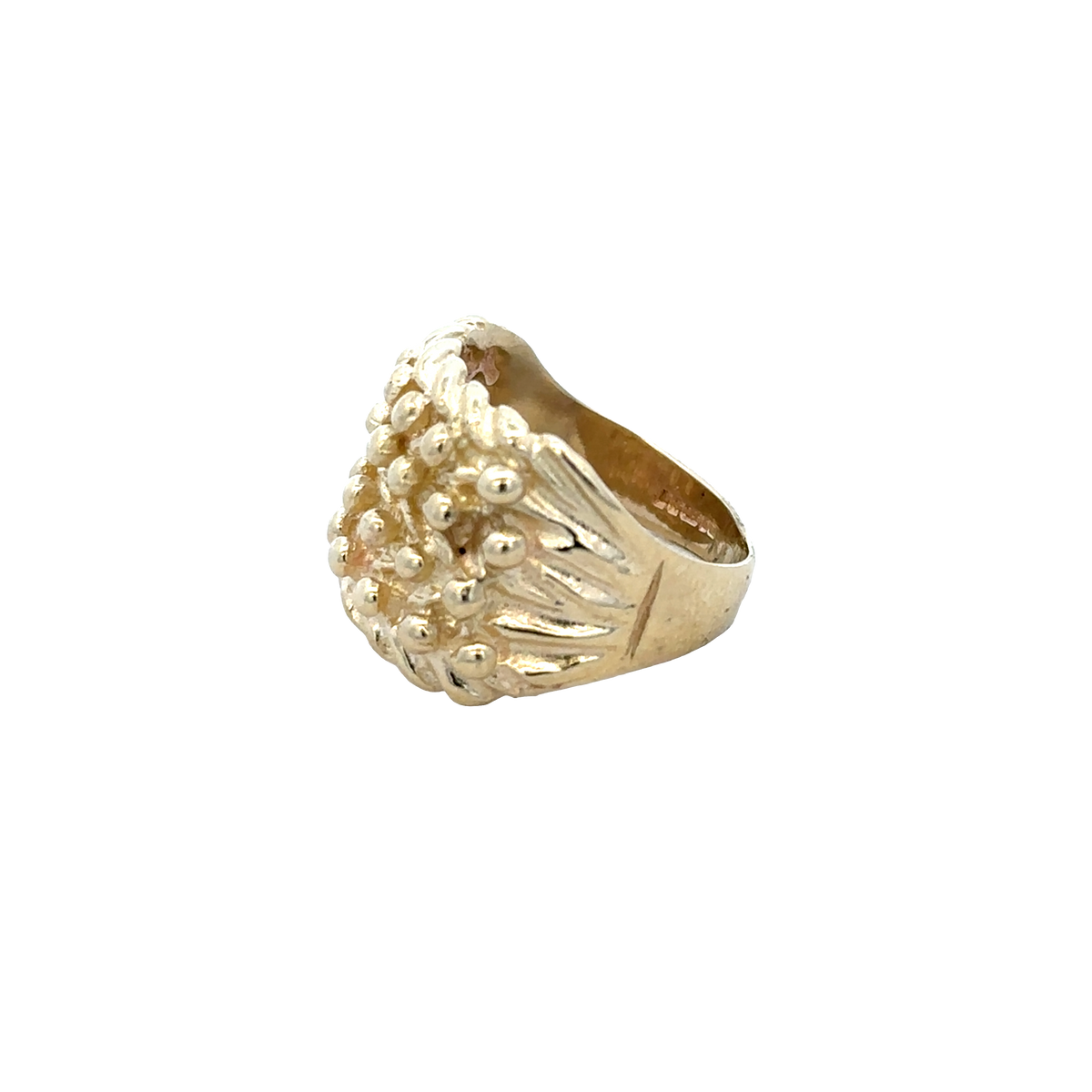 9ct yellow gold keeper ring by Reeves and Sons, size L½