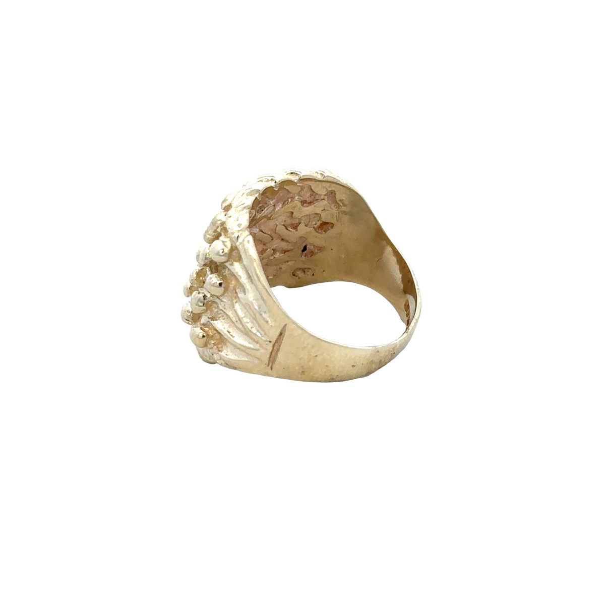 9ct yellow gold keeper ring by Reeves and Sons, size L1/2
