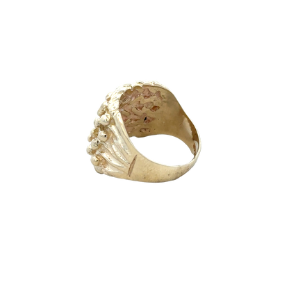 9ct yellow gold keeper ring by Reeves and Sons, size L1/2