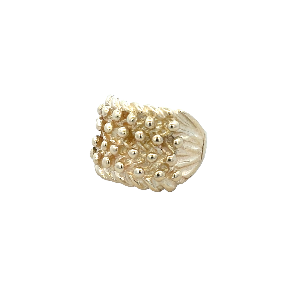 9ct yellow gold keeper ring by Reeves and Sons, size L1/2