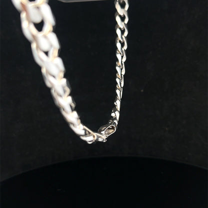 Reeves and Sons silver curb chain, 108.1g, close-up view (sh25323l)