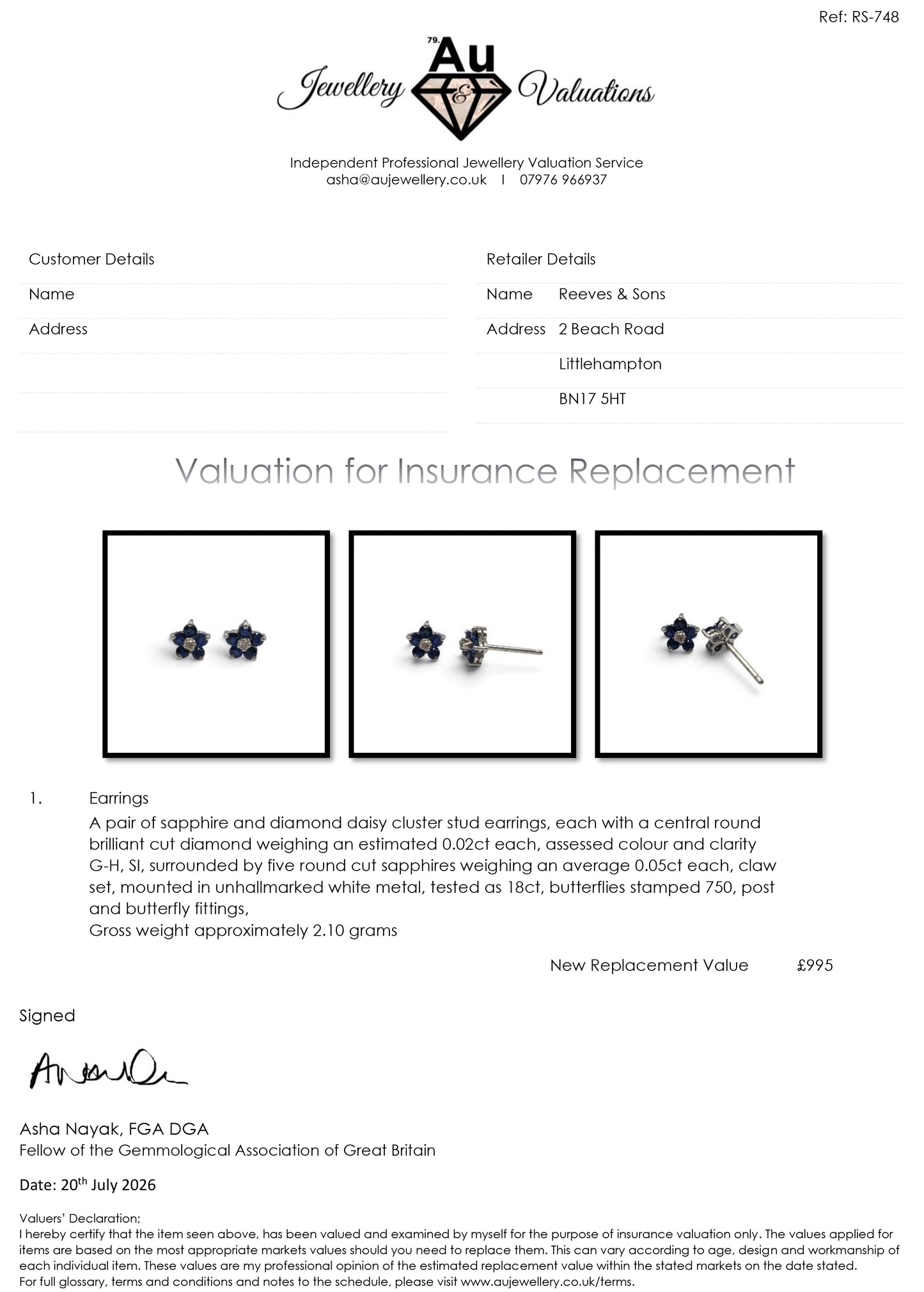 18ct white gold daisy sapphire and diamond stud earrings sh24736l