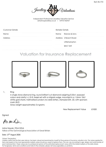 18ct white gold diamond solitaire ring sh900244l