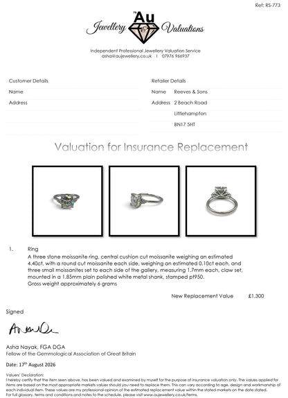 platinum 3 moissanite ring  sh27166b