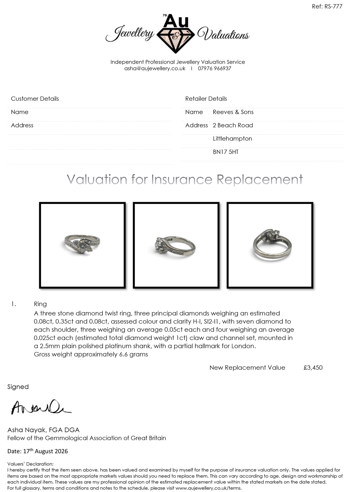 Platinum diamond twist ring sh27168b