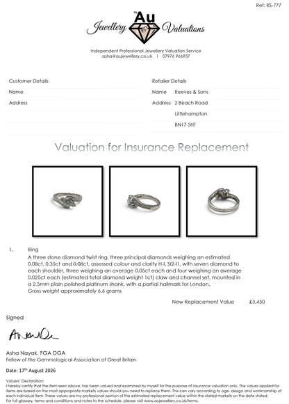 Platinum diamond twist ring sh27168b