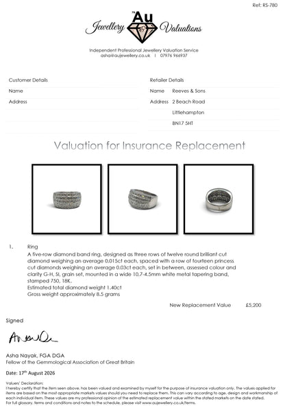 18ct white gold 5 row diamond ring  sh27245b