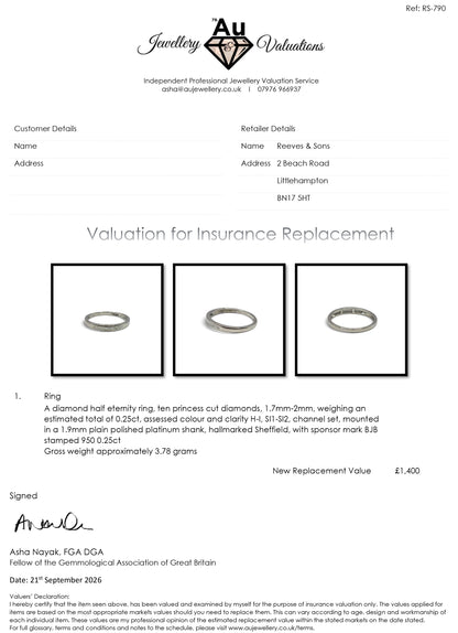 Platinum half eternity diamond ring   sh27172b