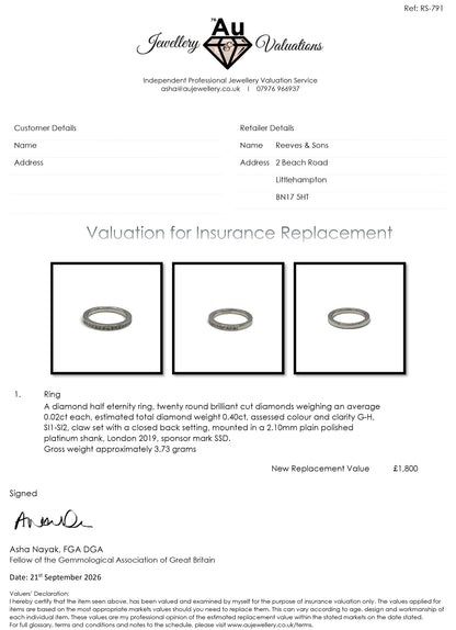 platinum half eternity ring sh27174b