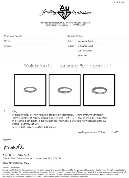 Platinum half eternity ring  sh27110b
