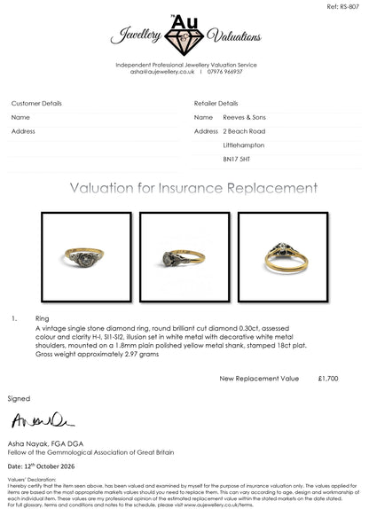 18ct yellow gold and platinum diamond ring   sh27555b