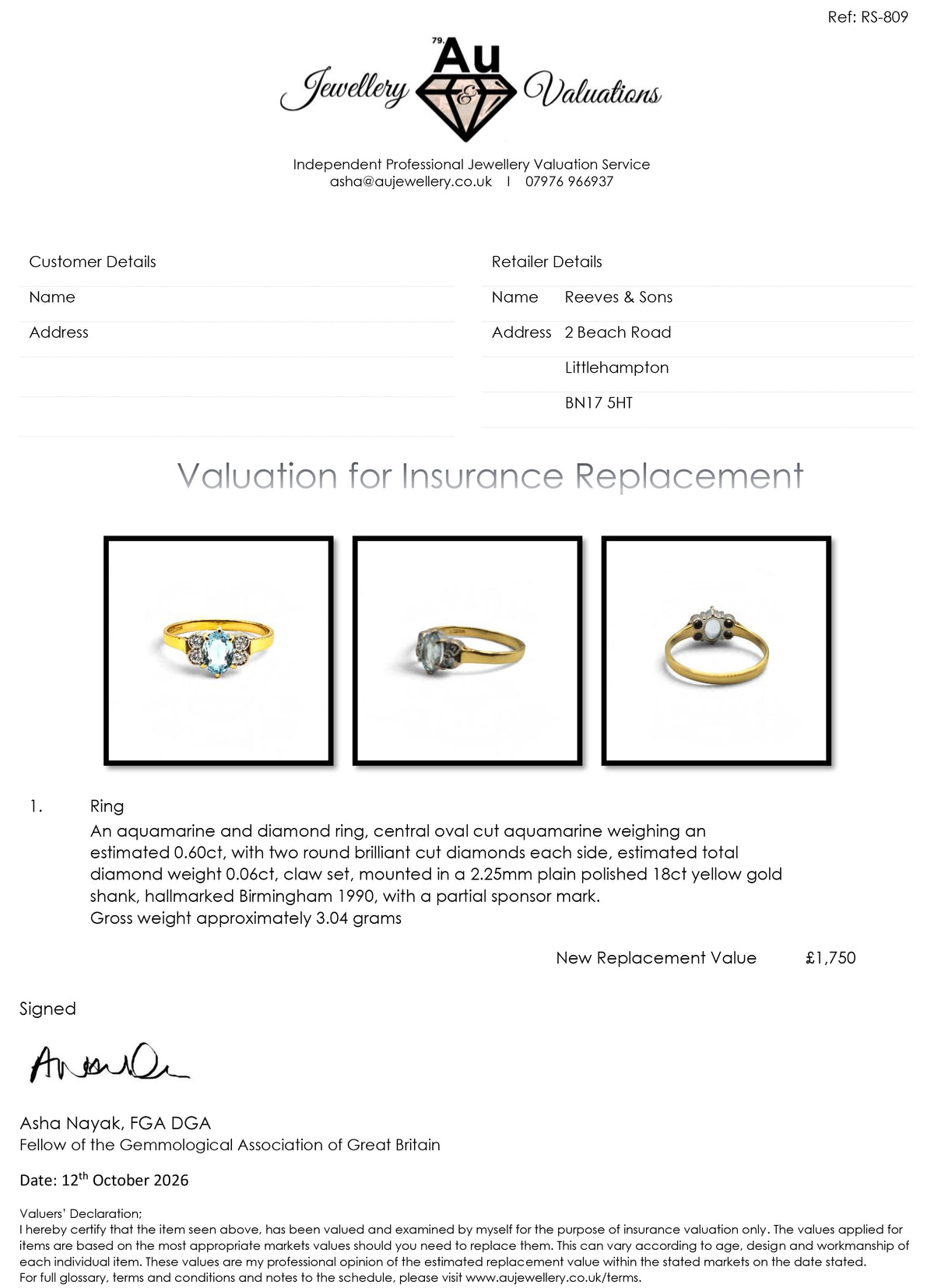 18ct yellow gold aquamarine and diamond ring  sh27553b
