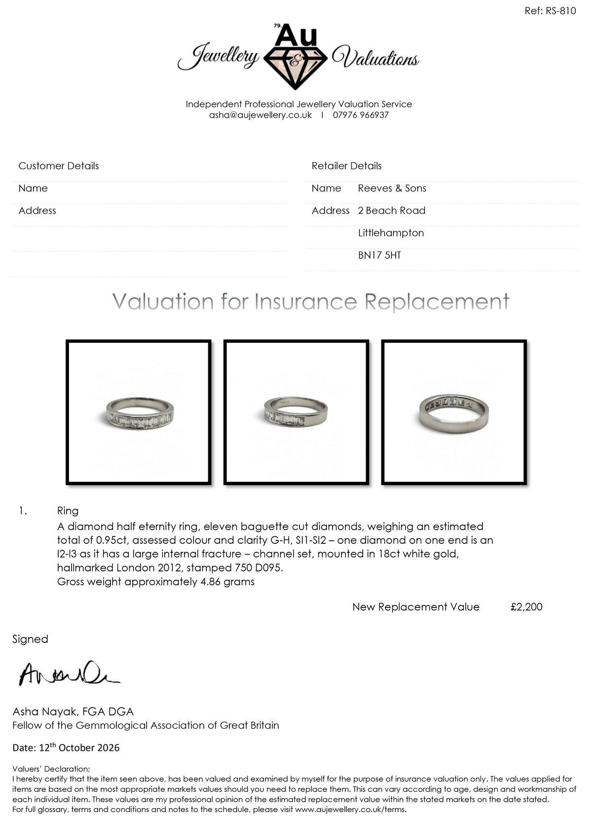 18ct white gold half eternity ring   sh27834b