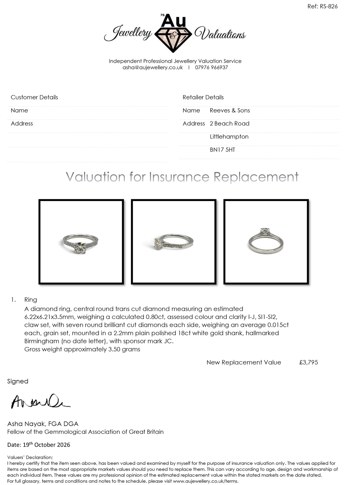 18ct white gold diamond ring  sh25850l