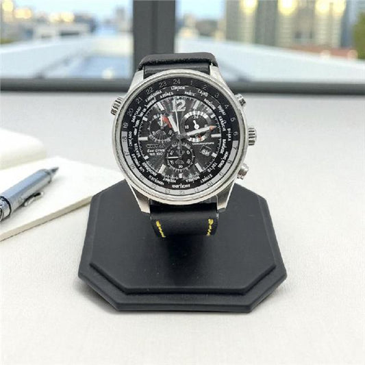 Citizen WR100 Eco-Drive watch model SH24922B with stainless steel band and black dial, displayed on a plain background