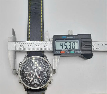 Citizen WR100 Eco-Drive watch SH24922B with stainless steel band and black dial, featuring date display and water resistance