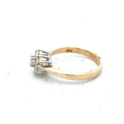 9ct yellow gold diamond ring with 1/2 carat solitaire, size N, featuring a classic design and sparkling diamond centerpiece.