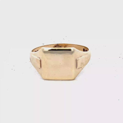 9ct yellow gold signet ring size U (sh28060b)