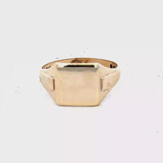 9ct yellow gold signet ring size U (sh28060b)