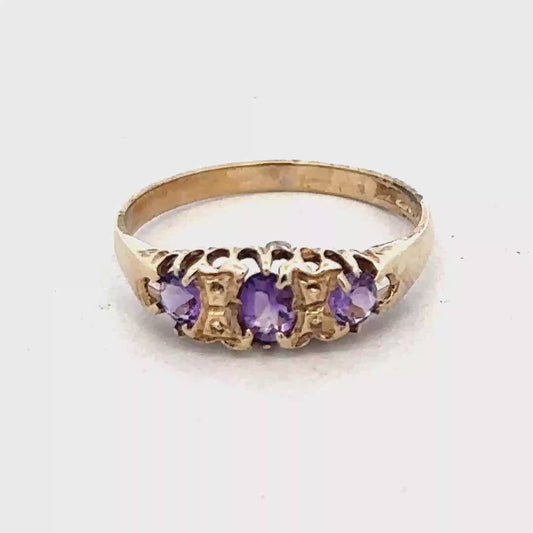 9ct yellow gold ring size N (sh25446l)