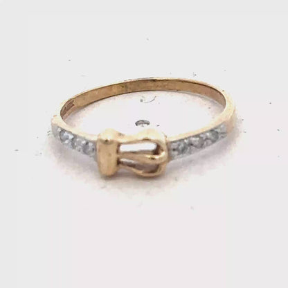 9ct yellow gold buckle ring size M 1/2 (sh27330b)