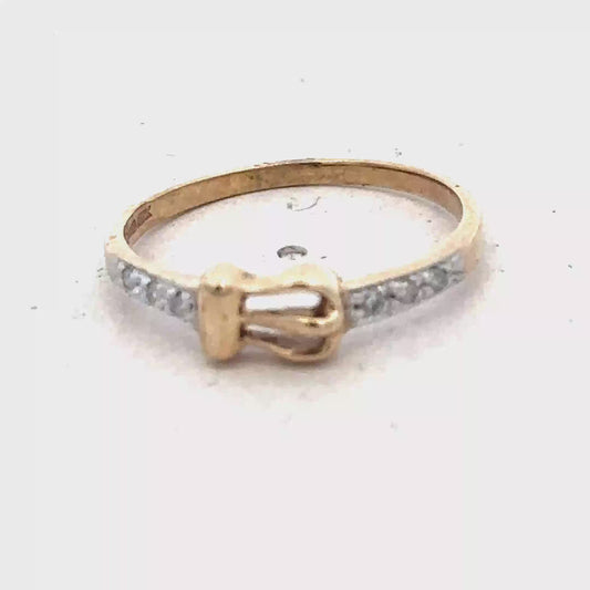 9ct yellow gold buckle ring size M 1/2 (sh27330b)