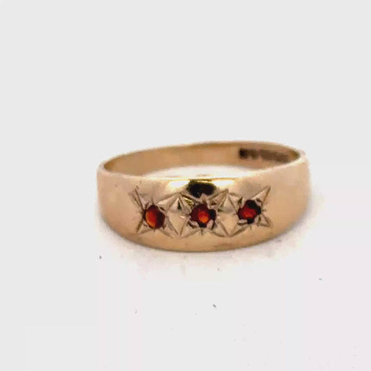 9ct yellow gold garnet ring size N (sh25519l)