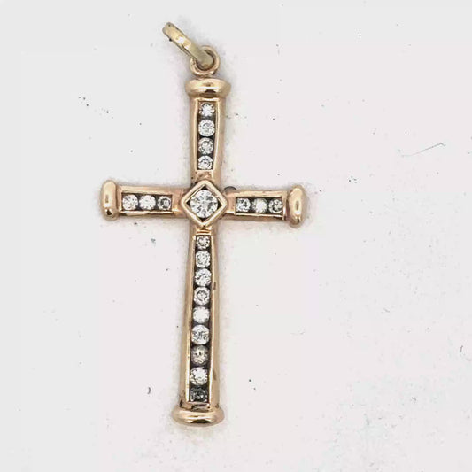 9ct yellow gold diamond cross pendant sh24941l