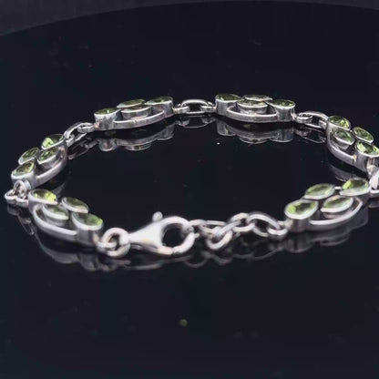 Silver gemstone bracelet 13.7g (sh26573b)