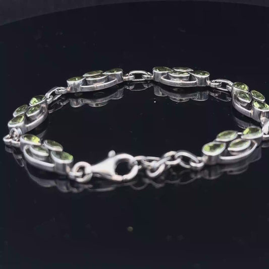 Silver gemstone bracelet 13.7g (sh26573b)