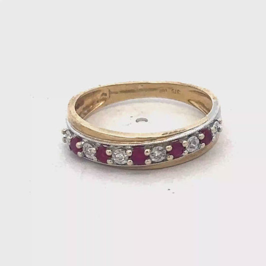 9ct yellow gold ruby and diamond ring sh25195l
