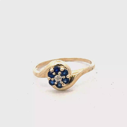 9ct yellow gold sapphire and diamond ring size Q (sh25568l)