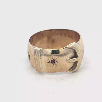 9ct yellow gold buckle ring size Z2 (sh27532b)