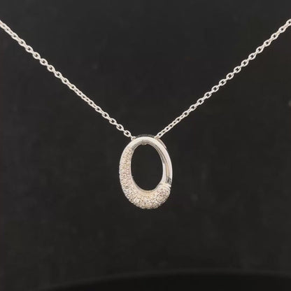 9ct White Gold Chain with a white gold & Diamond Pendant