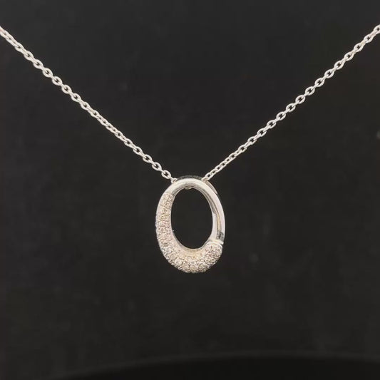 9ct White Gold Chain with a white gold & Diamond Pendant