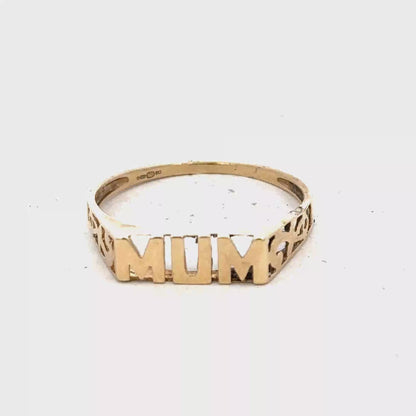 9ct yellow gold MUM ring size Q (sh27864b)