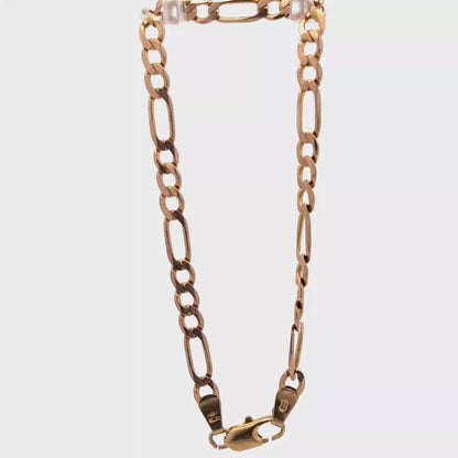 9ct yellow gold figaro bracelet 3.7g (sh26924b)