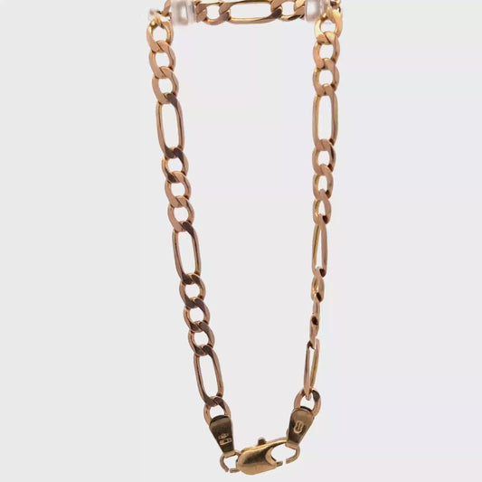 9ct yellow gold figaro bracelet 3.7g (sh26924b)