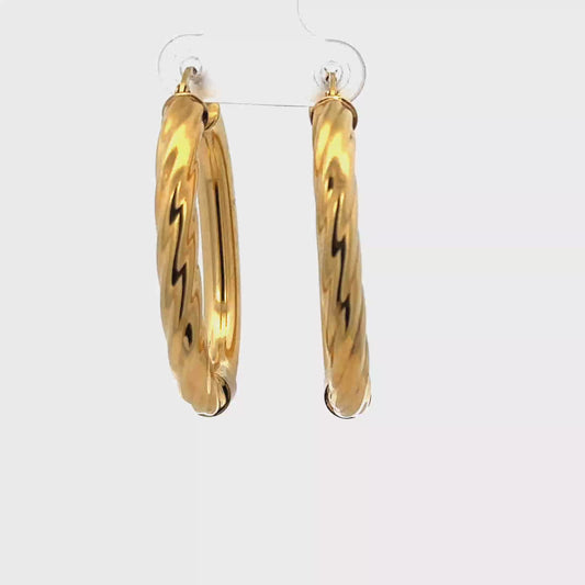 9ct yellow gold hoop earrings 6.7g (sh27672b)