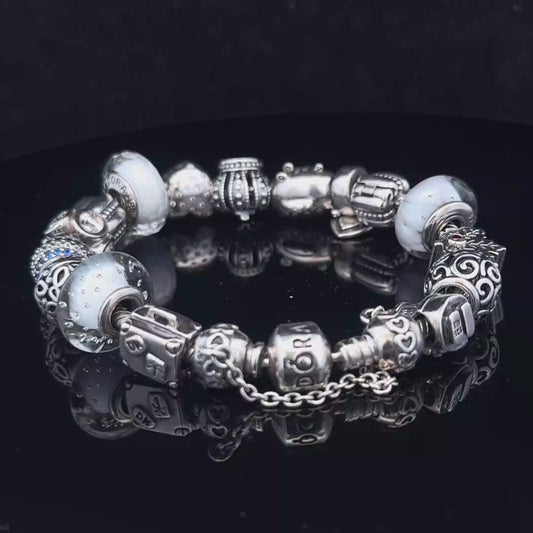 Silver pandora charm bracelet 69.8g (sh27138b)