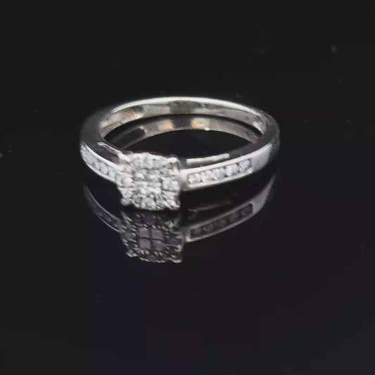 9ct white gold 0.25pts diamond ring size M1/2 (sh27907b)