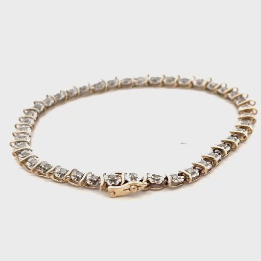 9ct yellow gold diamond bracelet 5.9g (sh25330l)