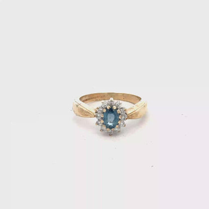 9ct yellow gold sapphire and diamond ring size M1/2 (sh25734l)
