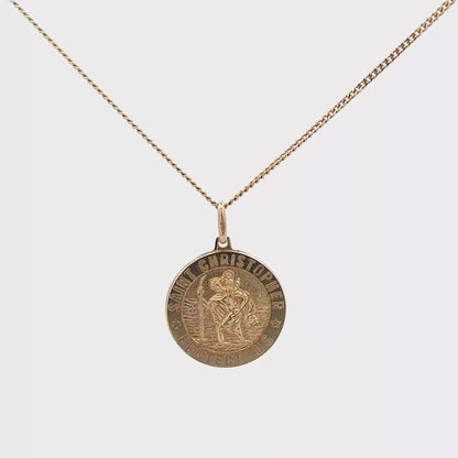 9ct yellow gold chain and St Christopher pendant 6.3g (sh25925l)