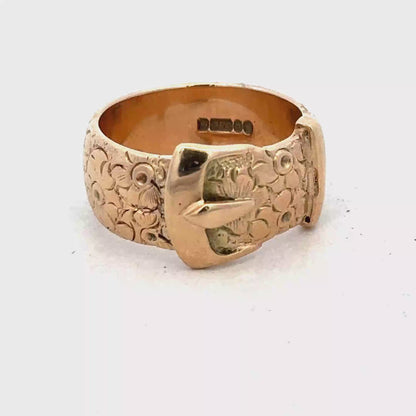 9ct yellow gold buckle ring size T1/2 (sh25753l)