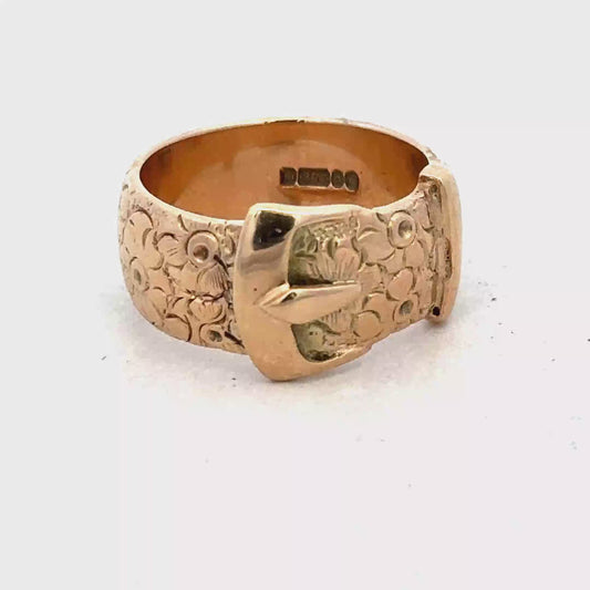 9ct yellow gold buckle ring size T1/2 (sh25753l)