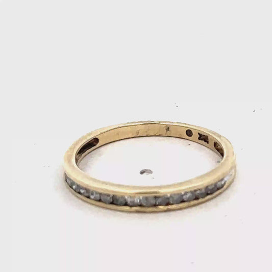 9ct yellow gold diamond half eternity ring size N (sh25382l)