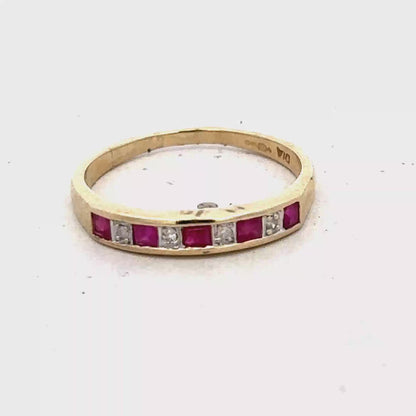 9ct yellow gold ruby and diamond ring size K1/2 (sh25518l)