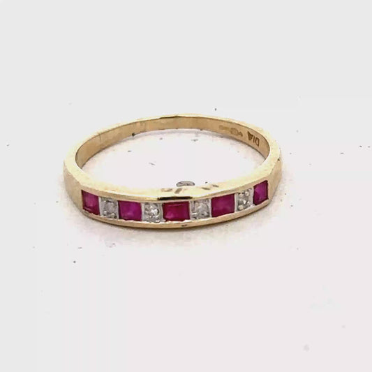 9ct yellow gold ruby and diamond ring size K1/2 (sh25518l)
