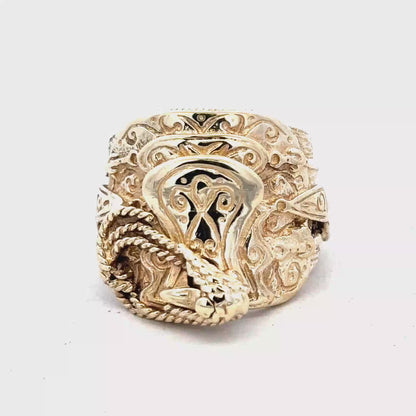 9ct yellow gold saddle ring size T1/2 (bb2126b)